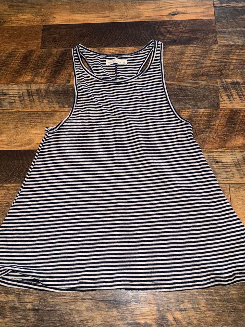 Abercrombie & Fitch Navy and White Striped Knit Top
